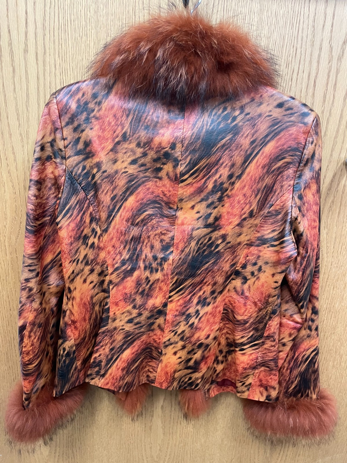 Paolo Santini Leather, real fox tream jacket women size 8