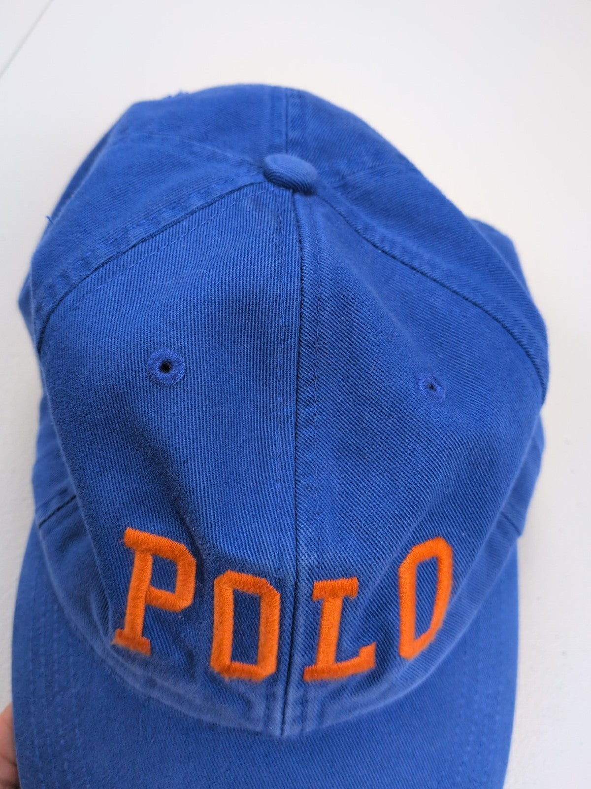Vintage Polo Sport Ralph Lauren Spell Out Cap Hat Mens Adjustable Blue Orange