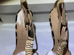 Casadei Natural Leopard Print Beige Leather Ankle Strap Heel 8.5