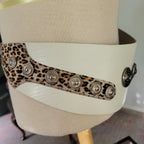 Insane Vintage 80s Rock 'N Roll Glam White Leather Animal Print Pony Hair Belt M