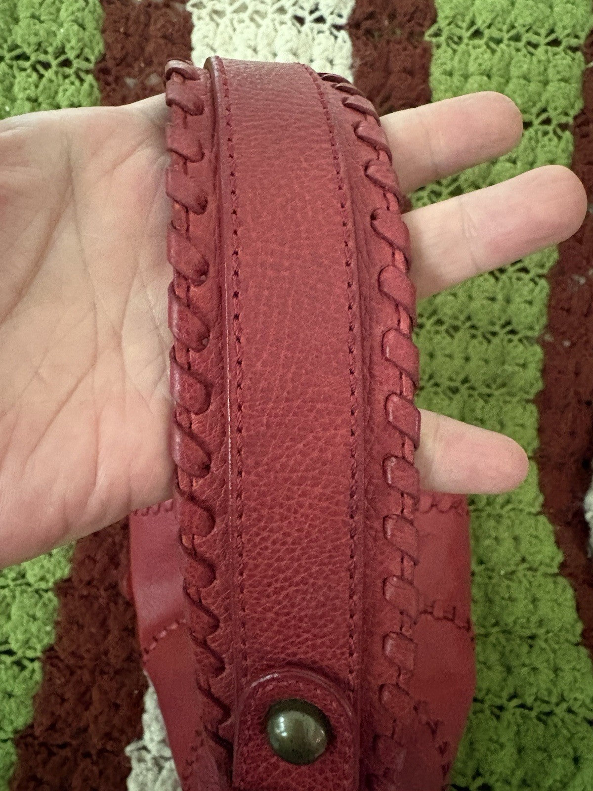 Isabella Fiore Audra Studded Leather Hobo Bag Red