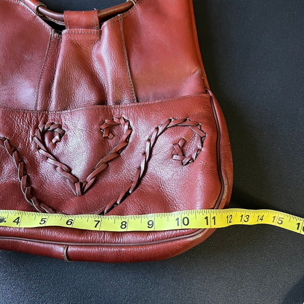 Vintage Brown Leather Whipstitch Shoulder Bag 1970s