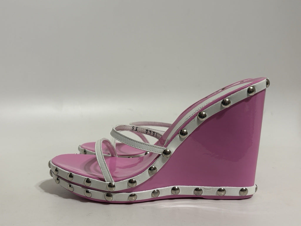 Vtg Dolce & Gabbana Pink Lucite Wedge Sandal Heels 35