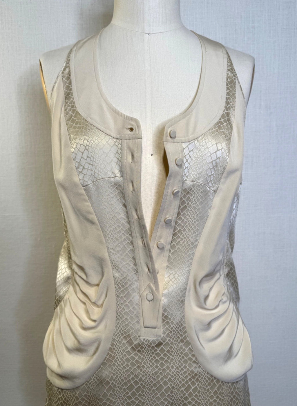 Balenciaga Silk by NICOLAS GHESQUIERE Cream Tank Blouse FR36 S , Vintage 2009