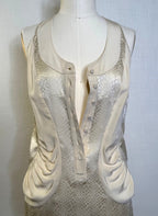 Balenciaga Silk by NICOLAS GHESQUIERE Cream Tank Blouse FR36 S , Vintage 2009