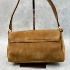 PRADA Y2K Shoulder Hand Hobo Bag Brown Suede Leather Women's Authentic Used