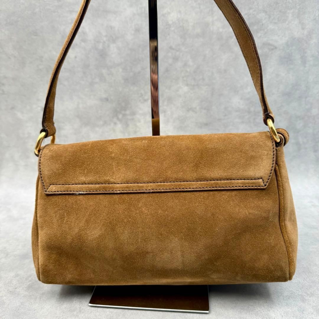 PRADA Y2K Shoulder Hand Hobo Bag Brown Suede Leather Women's Authentic Used
