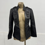 Vintage Black Marc by Marc Jacobs Plunge Military Leather Jacket
