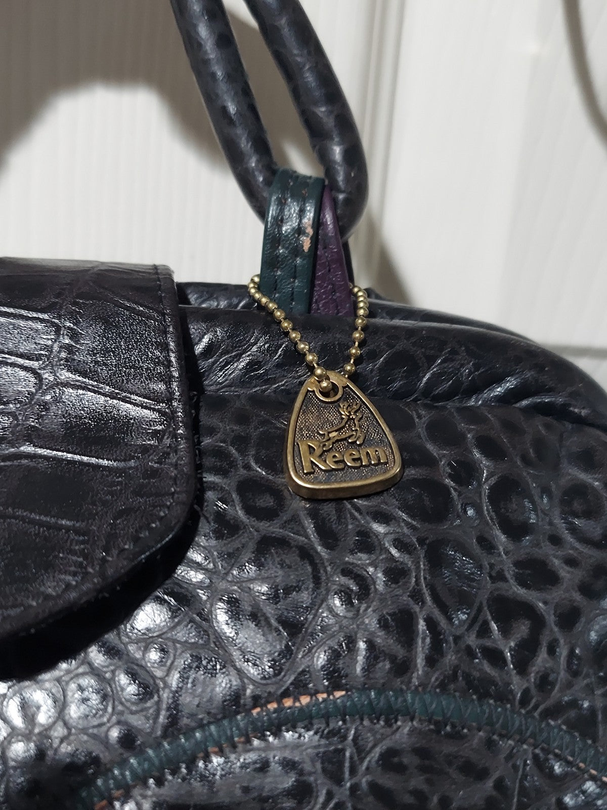 Reem 1980s Cheetah and Crocodile Patchwork Leather Bag