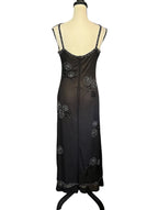 Vintage Caché Sheer Mesh Beaded Floral Slip Dress