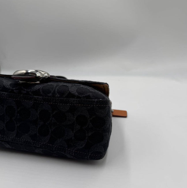 Coach Soft Tabby Shoulder Bag Denim Black 2-way C Hardware Used Authentic