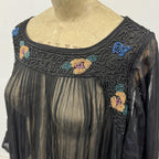 Pristine Vintage Antique 20s Beaded Black Silk Flapper Dress