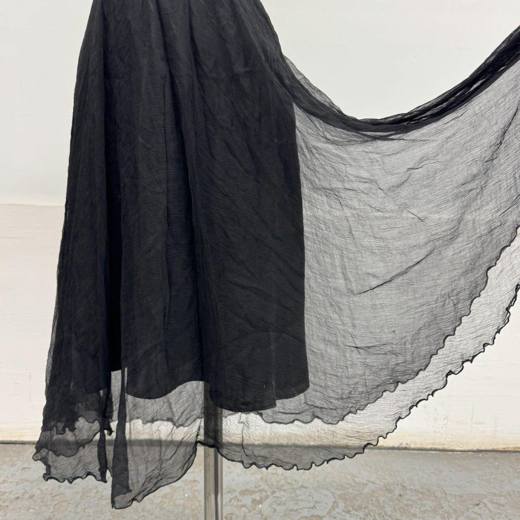 Vintage Y2K Black 100% Silk Chiffon Paneled Cocktail Dress