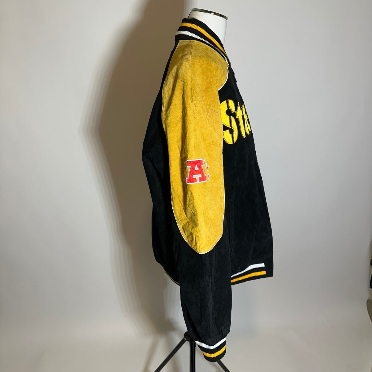 G-III Pittsburgh Steelers Suede Leather Jacket Black and Yellow Men's XL