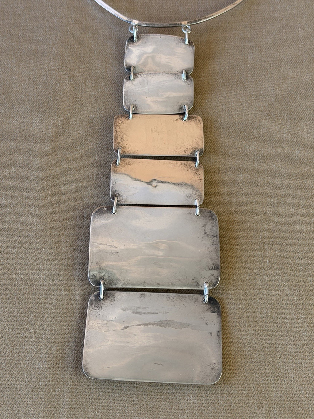 VTG Artisan Studio Modernist Sterling Silver 925 Moonstone Choker Necklace