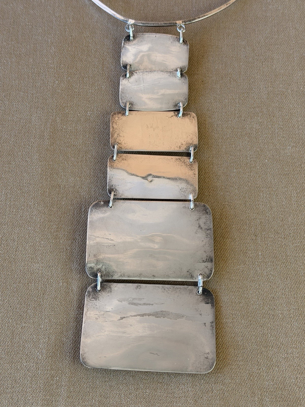 VTG Artisan Studio Modernist Sterling Silver 925 Moonstone Choker Necklace