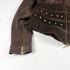 Riri Studded Leather Jacket Brown Small