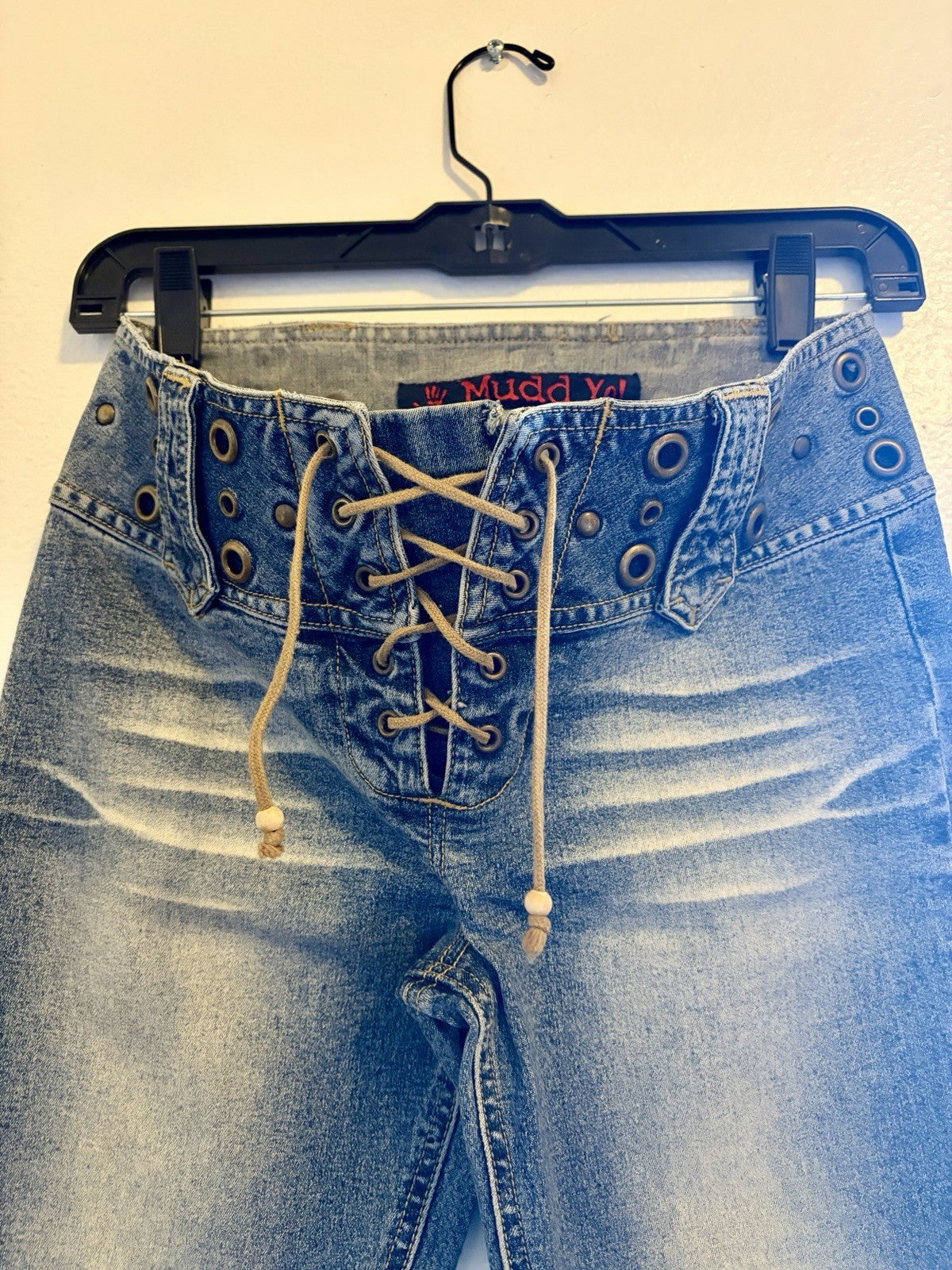 Mudd 1990s Lace Grommet Studded Low Rise Flare Jeans Size 1