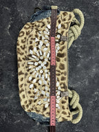 NEW Vintage Y2K Guess Leopard Pattern Denim Baguette Mini Handle Bag Women's