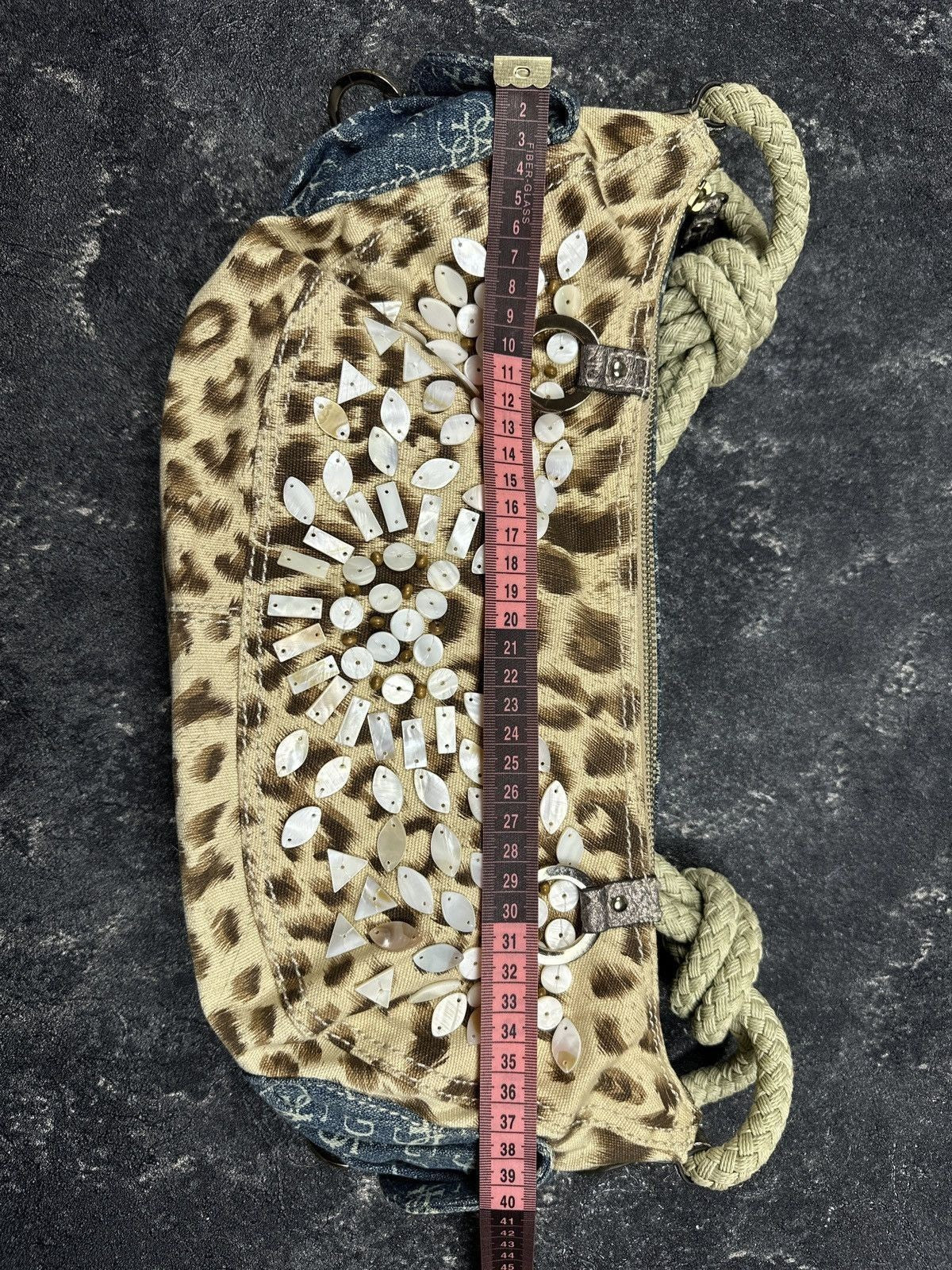 NEW Vintage Y2K Guess Leopard Pattern Denim Baguette Mini Handle Bag Women's