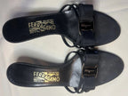 Salvatore Ferragamo Vara Kitten Black Patent Leather Bow Shoes Size 6.5