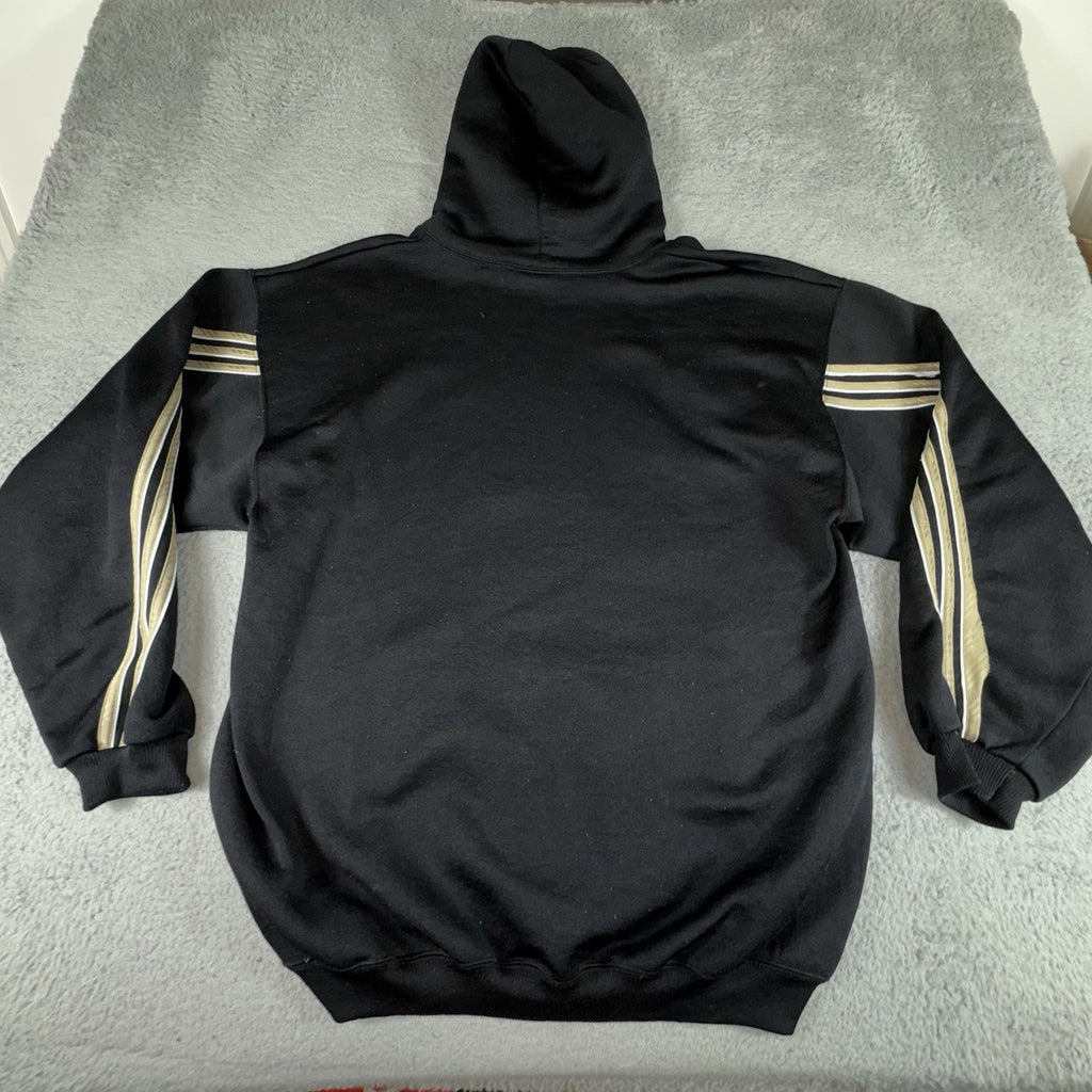 VTG 90s Adidas Hoodie Men Large Black Gold Stripes Athletic Pullover Made In USA