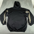 VTG 90s Adidas Hoodie Men Large Black Gold Stripes Athletic Pullover Made In USA