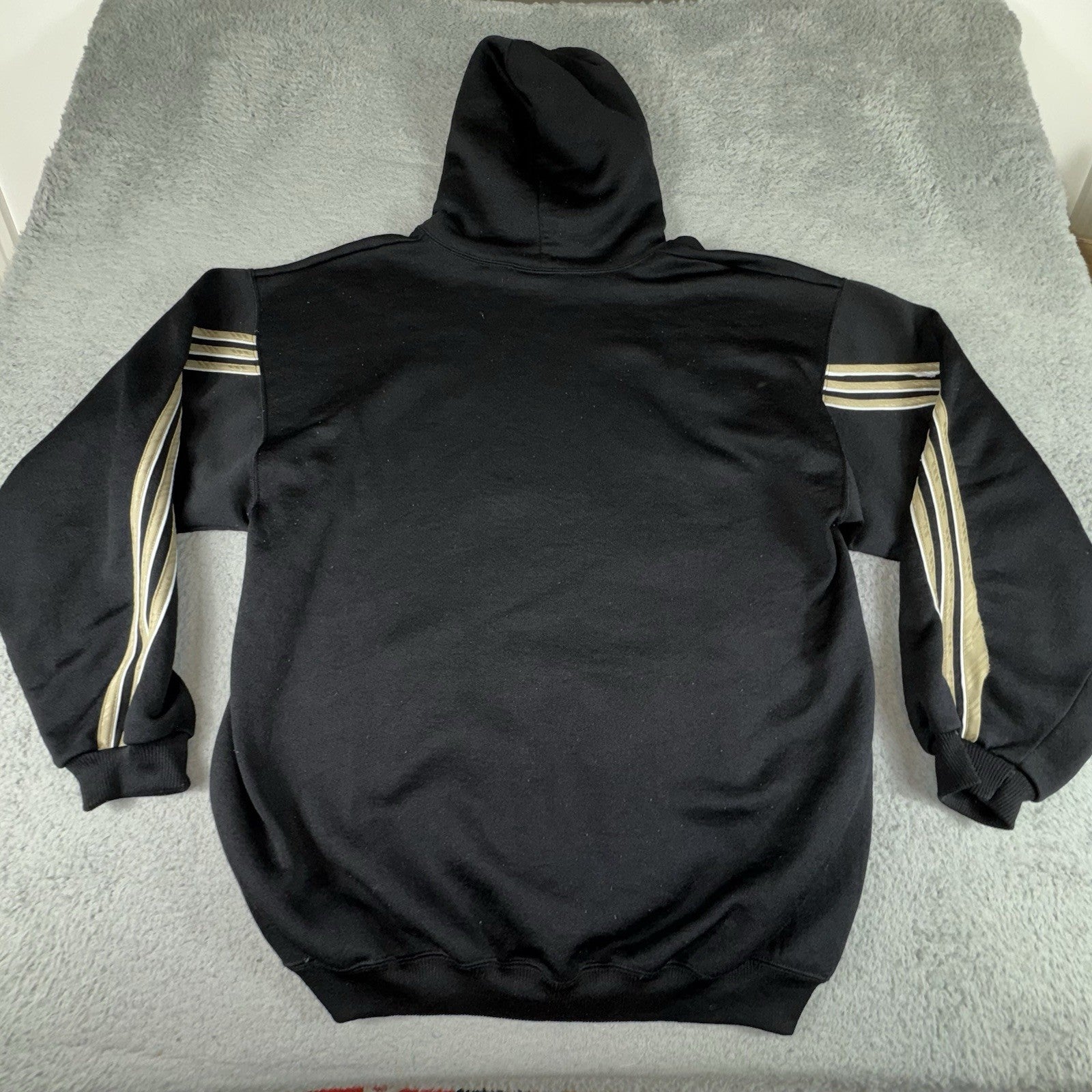 VTG 90s Adidas Hoodie Men Large Black Gold Stripes Athletic Pullover Made In USA