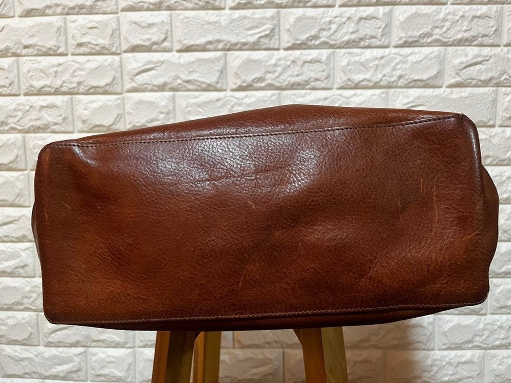 Polo Ralph Lauren Vintage Big Pony Embossed Leather Tote Bag Brown Large