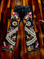 Escada 1970s Embellished Bell Bottom Jeans Size 29