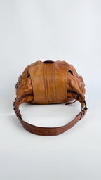 Francesco Biasia Tan Brown Leather Hobo Shoulder Bag Y2K
