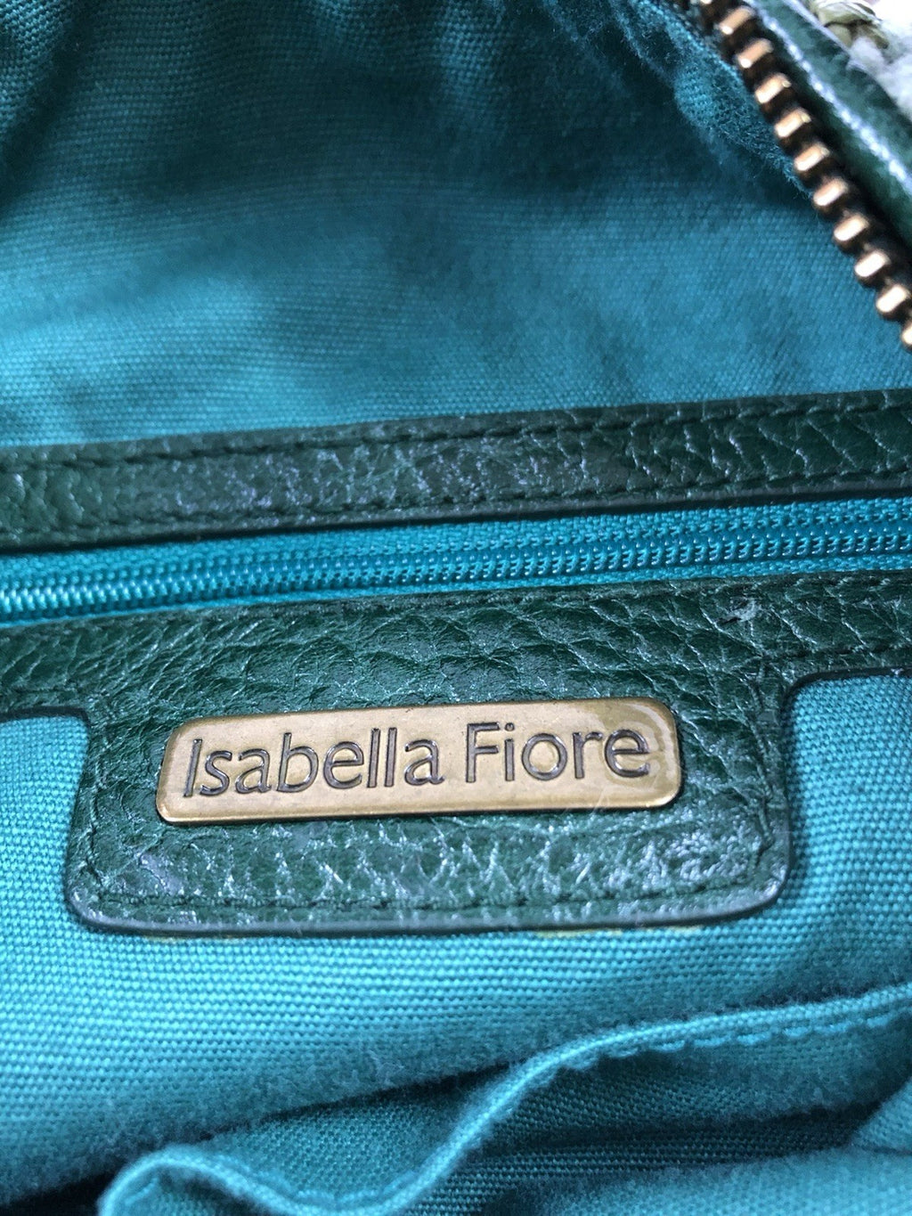 Isabella Fiore Green Crochet Floral Applique Shoulder Bag