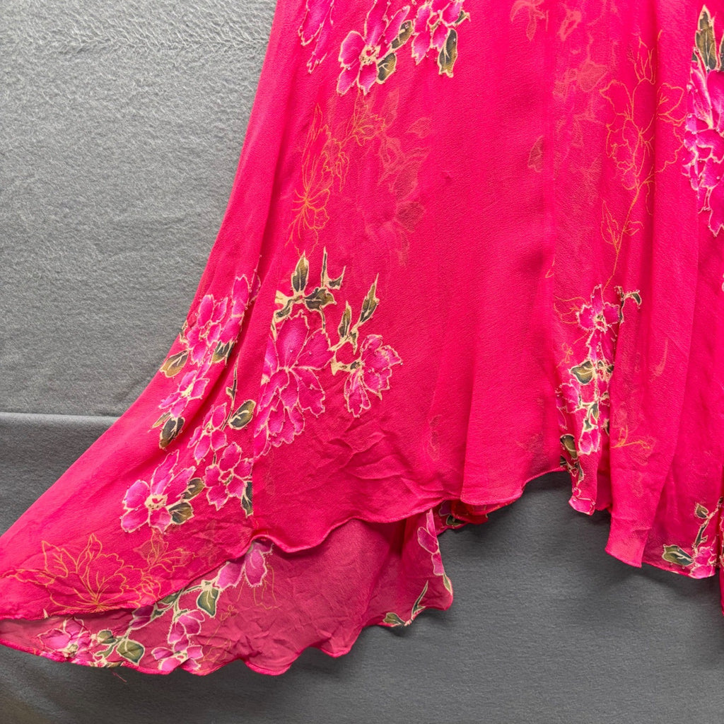 Vintage Pink Floral Beaded Cowl Neck Maxi Dress
