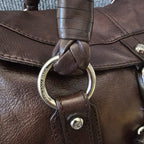 Francesco Biasia Braided Leather Shoulder Bag Brown