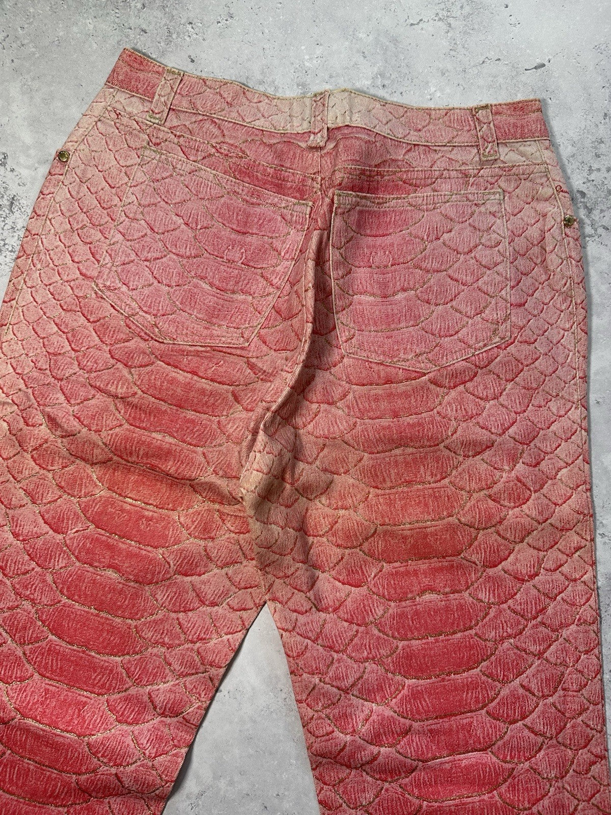 Roberto Cavalli S/S1999 Pink Python Glittered Swarovski Jeans