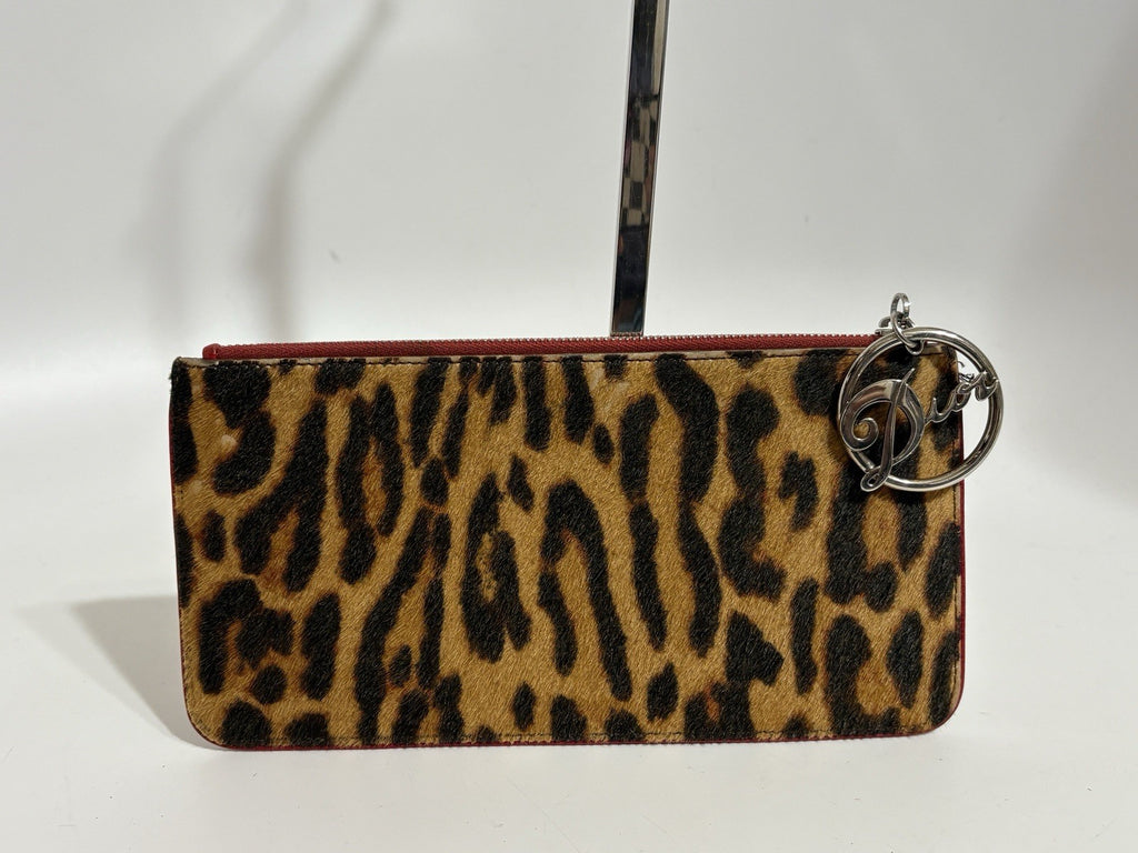 Vtg Christian Dior by John Galliano Leopard Print Pony Hair Clutch Bag