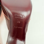Prada Vintage Dark Brown Pink Bow embellished elongated mules heels EU 39 US 9