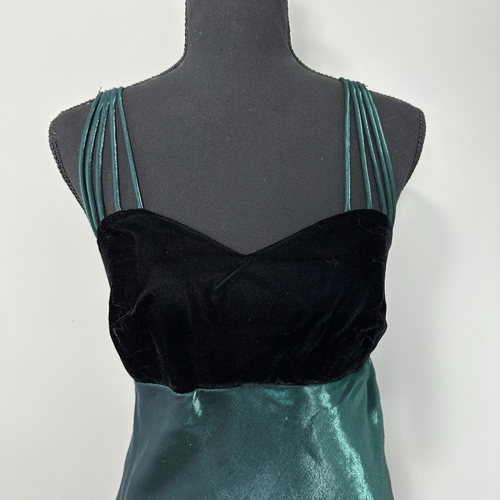 Vintage Green Iridescent Black Velvet Dress