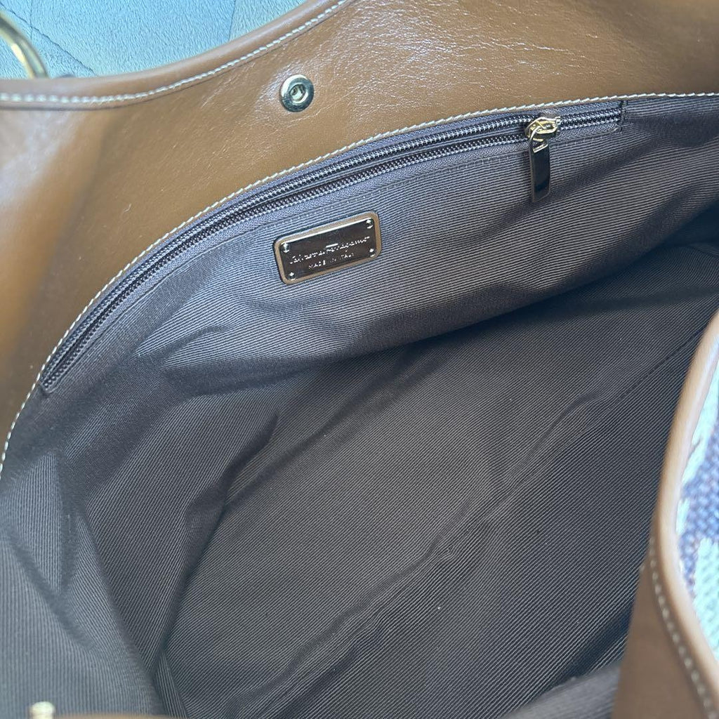 Rare Ferragamo Toto Bag Linen Material