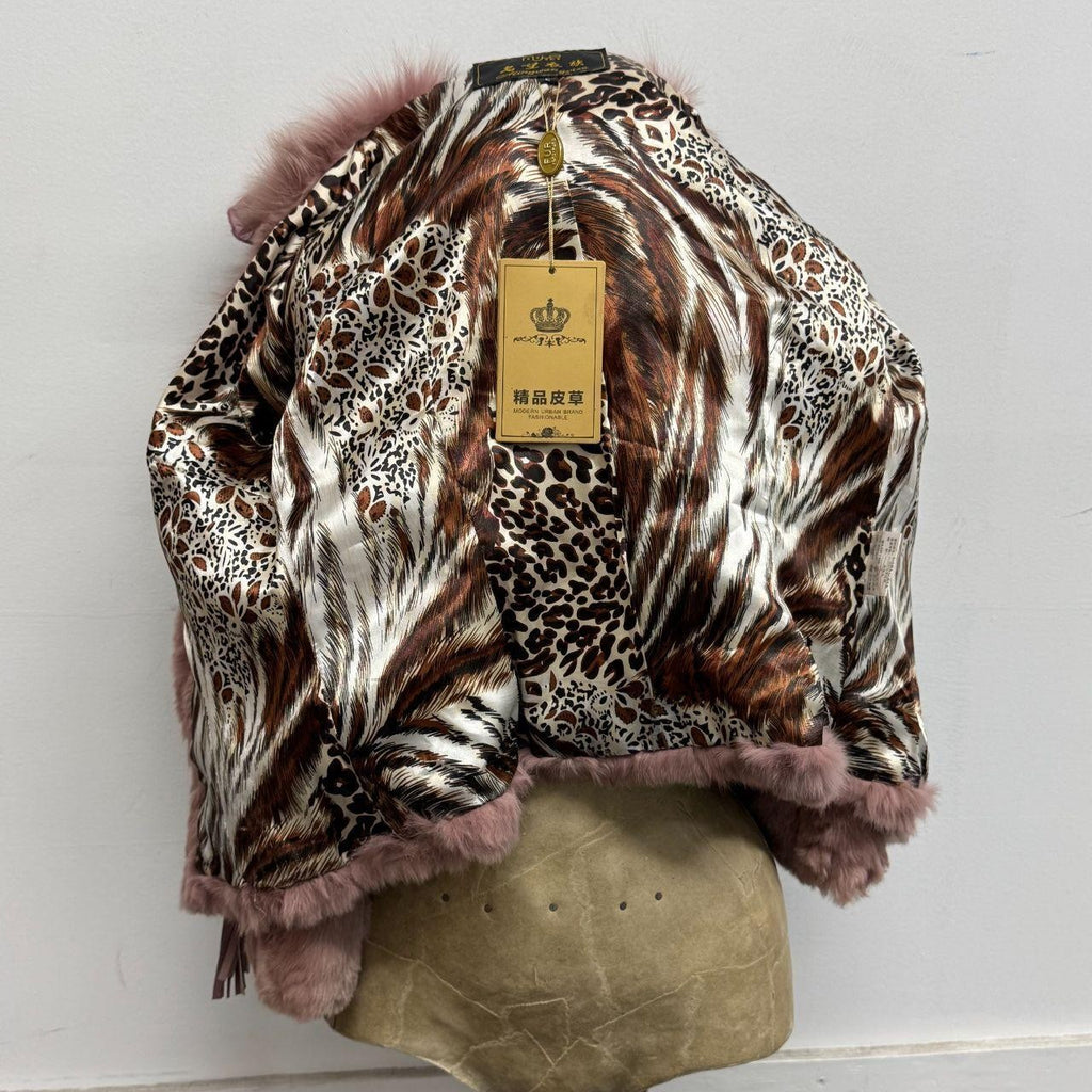 Vintage Y2K Pastel Pink Purple Rabbit & Fox Fur Y2K Jacket Coat