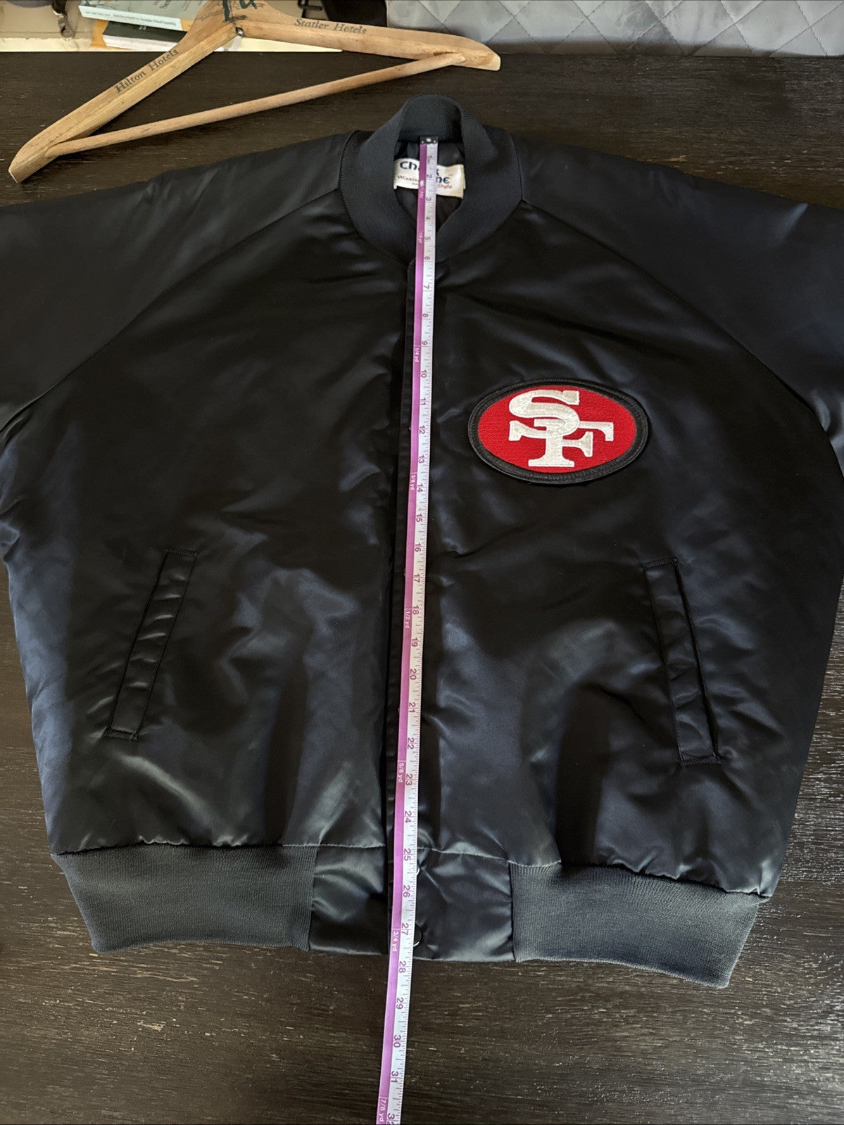 Starter Chalk Line 1980s San Francisco 49ers Black Satin Jacket XXL