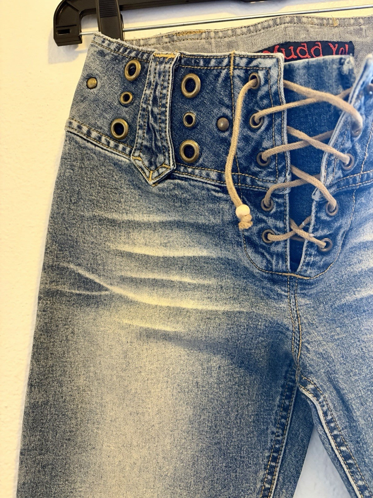 Mudd 1990s Lace Grommet Studded Low Rise Flare Jeans Size 1