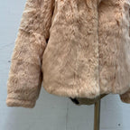 Vintage Blush Pink Rabbit and Fox Fur Jacket