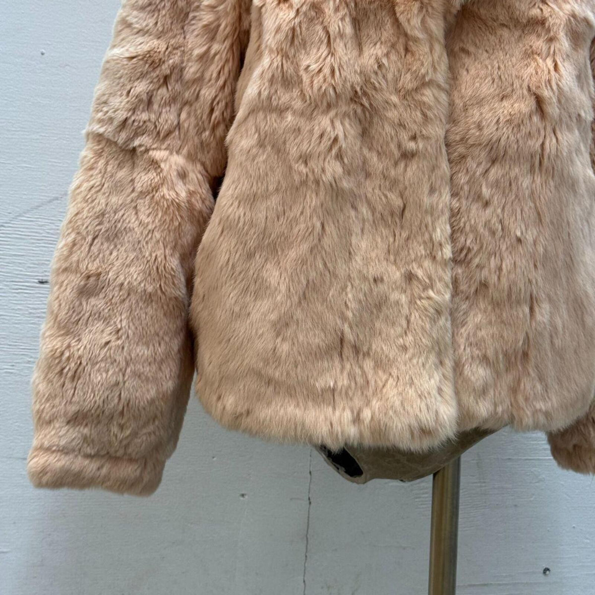 Vintage Blush Pink Rabbit and Fox Fur Jacket