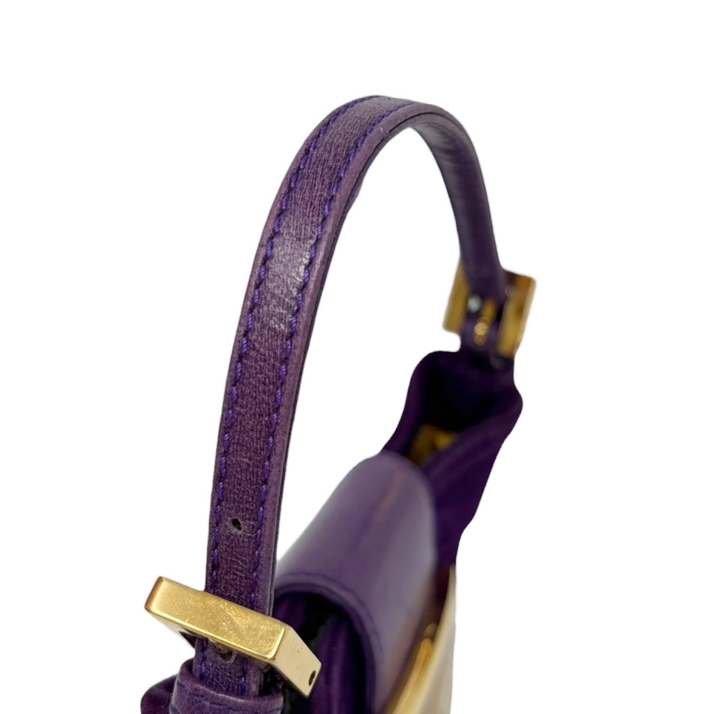 FENDI Vintage FF Logo Micro Croissant Suede Pochette Mini Bag Purple Glitter