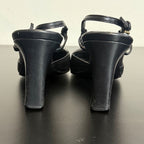 Prada Black Leather Square Toe Slingback Pump Size 35.5