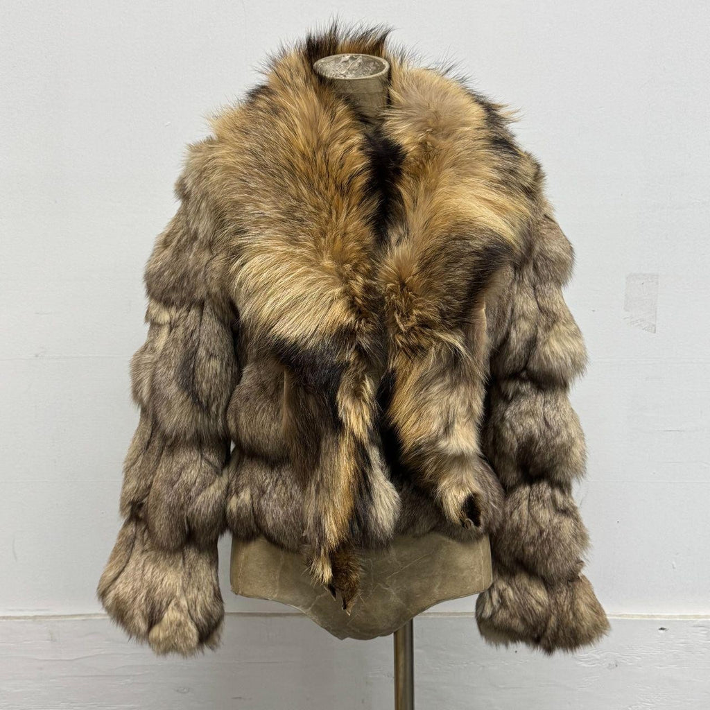 Vintage Y2K Brown Raccoon and Fox Fur Jacket