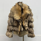 Vintage Y2K Brown Raccoon and Fox Fur Jacket