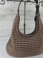 Lauren Ralph Lauren Brown Houndstooth Wool Blend Shoulder Bag Y2K