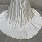 Vintage 1930s White Candlelight Silk Satin Gown Bias Cut Wedding Bridal Dress